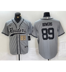 Men Las Vegas Raiders 89 Brock Bowers Grey Cool Base Stitched Baseball Jersey 2 Men Las Vegas Raiders 89 Brock Bowers Grey Cool Base Stitched Baseball Jersey 2