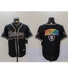 Men Las Vegas Raiders Black Team Big Logo With Patch Cool Base Stitched Baseball Jersey Men Las Vegas Raiders Black Team Big Logo With Patch Cool Base Stitched Baseball Jersey