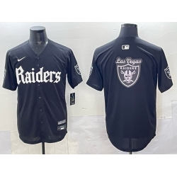 Men Las Vegas Raiders Team Big Logo Black Gothic Sin City Shadows Edition Vapor Limited Stitched Baseball Jersey