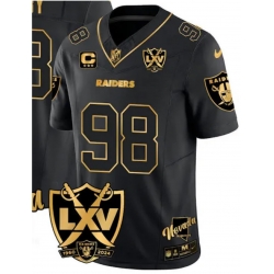 Men Los Vegas Raiders #98 Maxx Crosby Black Gold 2025 Stitched Jersey