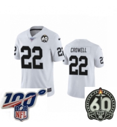 Men Oakland Raiders #22 Isaiah Crowell White 60th Anniversary Vapor Untouchable Limited Player 100th Season Football Jersey Men Oakland Raiders #22 Isaiah Crowell White 60th Anniversary Vapor Untouchable Limited Player 100th Season Football Jersey