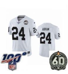 Men Oakland Raiders #24 Johnathan Abram White 60th Anniversary Vapor Untouchable Limited Player 100th Season Football Jersey Men Oakland Raiders #24 Johnathan Abram White 60th Anniversary Vapor Untouchable Limited Player 100th Season Football Jersey