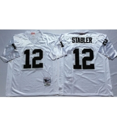 Mitchell And Ness Raiders #12 Ken Stabler White Throwback Stitched NFL Jerseys Mitchell And Ness Raiders #12 Ken Stabler White Throwback Stitched NFL Jerseys