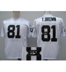 Oakland Raiders 81 T.Brown White Throwback M&N Signed NFL Jerseys Oakland Raiders 81 T.Brown White Throwback M&N Signed NFL Jerseys