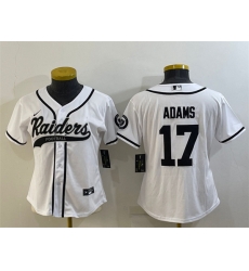 Women Las Vegas Raiders 17 Davante Adams White With Patch Cool Base Stitched Baseball Jersey Women Las Vegas Raiders 17 Davante Adams White With Patch Cool Base Stitched Baseball Jersey