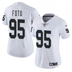 Women Las Vegas Raiders 95 Leki Fotu White 2025 Vapor Stitched Jersey