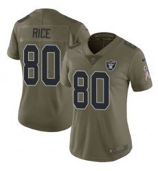 Womens Nike Raiders #80 Jerry Rice Olive Stitched NFL Limited 2017 Salute to Service Jersey Womens Nike Raiders #80 Jerry Rice Olive Stitched NFL Limited 2017 Salute to Service Jersey