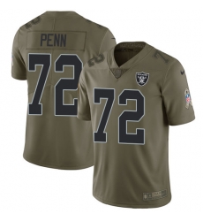 Youth Nike Raiders #72 Donald Penn Olive Stitched NFL Limited 2017 Salute to Service Jersey