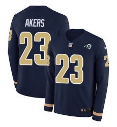 Nike Rams 23 Cam Akers Navy Blue Team Color Men Stitched NFL Limited Therma Long Sleeve Jersey Nike Rams 23 Cam Akers Navy Blue Team Color Men Stitched NFL Limited Therma Long Sleeve Jersey