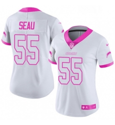 Womens Nike Los Angeles Chargers 55 Junior Seau Limited WhitePink Rush Fashion NFL Jersey Womens Nike Los Angeles Chargers 55 Junior Seau Limited WhitePink Rush Fashion NFL Jersey
