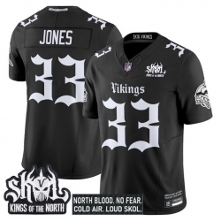 Men Minnesota Vikings 33 Aaron Jones Black 2025 F U S E  Kings of the North Patch Gothic Norseblood Edition Vapor Untouchable Limited Stitched Football Jer