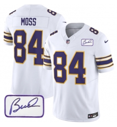 Men Minnesota Vikings 84 Randy Moss White 2023 F U S E Bud Grant Patch Limited Stitched Jersey Men Minnesota Vikings 84 Randy Moss White 2023 F U S E Bud Grant Patch Limited Stitched Jersey