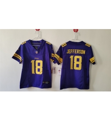 Youth Minnesota Vikings 18 Justin Jefferson Purple F U S E Color Rush Limited Stitched Jersey Youth Minnesota Vikings 18 Justin Jefferson Purple F U S E Color Rush Limited Stitched Jersey