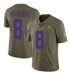 Youth Nike Vikings #8 Sam Bradford Olive Stitched NFL Limited 2017 Salute to Service Jersey Youth Nike Vikings #8 Sam Bradford Olive Stitched NFL Limited 2017 Salute to Service Jersey