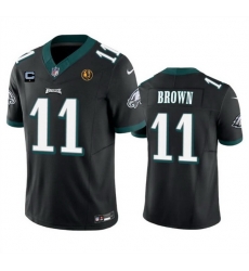 Men Philadelphia Eagles 11 A J Brown Black 2023 F U S E With 1 Star C Patch And John Madden Patch Vapor Limited Stitched Football Jersey Men Philadelphia Eagles 11 A J Brown Black 2023 F U S E With 1 Star C Patch And John Madden Patch Vapor Limited Stitched Football Jersey