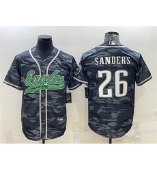 Men Philadelphia Eagles 26 Miles Sanders Grey Camo With Patch Cool Base Stitched Baseball Jersey Men Philadelphia Eagles 26 Miles Sanders Grey Camo With Patch Cool Base Stitched Baseball Jersey