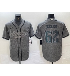 Men Philadelphia Eagles 62 Jason Kelce Gray Cool Base Baseball Stitched Jersey Men Philadelphia Eagles 62 Jason Kelce Gray Cool Base Baseball Stitched Jersey