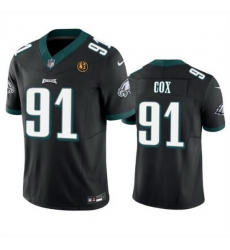 Men Philadelphia Eagles 91 Fletcher Cox Black 2023 F U S E With John Madden Patch Vapor Limited Stitched Football Jersey Men Philadelphia Eagles 91 Fletcher Cox Black 2023 F U S E With John Madden Patch Vapor Limited Stitched Football Jersey