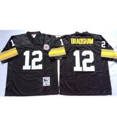 Men Pittsburgh Steelers 12 Terry Bradshaw Black M&N Throwback Jersey Men Pittsburgh Steelers 12 Terry Bradshaw Black M&N Throwback Jersey