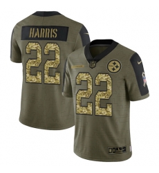 Men Pittsburgh Steelers 22 Najee Harris 2021 Salute To Service Olive Camo Limited Stitched Jersey Men Pittsburgh Steelers 22 Najee Harris 2021 Salute To Service Olive Camo Limited Stitched Jersey