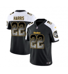 Men Pittsburgh Steelers 22 Najee Harris Black White 2023 F U S E Smoke Vapor Untouchable Limited Stitched Jersey Men Pittsburgh Steelers 22 Najee Harris Black White 2023 F U S E Smoke Vapor Untouchable Limited Stitched Jersey