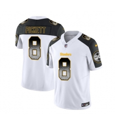 Men Pittsburgh Steelers 8 Kenny Pickett White Black 2023 F U S E Smoke Vapor Untouchable Limited Stitched Jersey Men Pittsburgh Steelers 8 Kenny Pickett White Black 2023 F U S E Smoke Vapor Untouchable Limited Stitched Jersey