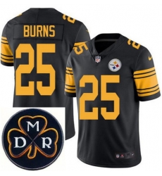 Men's Nike Pittsburgh Steelers #25 Artie Burns Elite Black Rush NFL MDR Dan Rooney Patch Jersey Men's Nike Pittsburgh Steelers #25 Artie Burns Elite Black Rush NFL MDR Dan Rooney Patch Jersey
