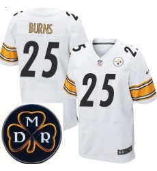 Men's Nike Pittsburgh Steelers #25 Artie Burns White Team Color Stitched NFL Elite MDR Dan Rooney Patch Jersey Men's Nike Pittsburgh Steelers #25 Artie Burns White Team Color Stitched NFL Elite MDR Dan Rooney Patch Jersey
