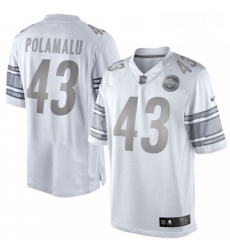 Mens Nike Pittsburgh Steelers 43 Troy Polamalu Limited White Platinum NFL Jersey Mens Nike Pittsburgh Steelers 43 Troy Polamalu Limited White Platinum NFL Jersey