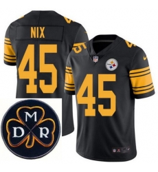 Men's Nike Pittsburgh Steelers #45 Roosevelt Nix Elite Black Rush NFL MDR Dan Rooney Patch Jersey Men's Nike Pittsburgh Steelers #45 Roosevelt Nix Elite Black Rush NFL MDR Dan Rooney Patch Jersey