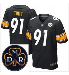 Men's Nike Pittsburgh Steelers #91 Stephon Tuitt Black Team Color Stitched NFL Elite MDR Dan Rooney Patch Jersey Men's Nike Pittsburgh Steelers #91 Stephon Tuitt Black Team Color Stitched NFL Elite MDR Dan Rooney Patch Jersey