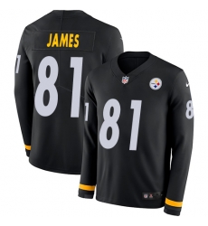 Nike Steelers #81 Jesse James Black Team Color Men Stitched NFL Limited Therma Long Sleeve Jersey Nike Steelers #81 Jesse James Black Team Color Men Stitched NFL Limited Therma Long Sleeve Jersey