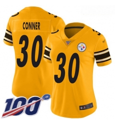 Steelers #30 James Conner Gold Women Stitched Football Limited Inverted Legend 100th Season Jersey Steelers #30 James Conner Gold Women Stitched Football Limited Inverted Legend 100th Season Jersey