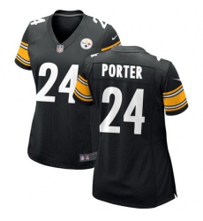 Women Pittsburgh Steelers 24 Joey Porter Jr Black Stitched Game Jersey Women Pittsburgh Steelers 24 Joey Porter Jr Black Stitched Game Jersey