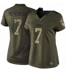 Womens Nike Pittsburgh Steelers 7 Ben Roethlisberger Elite Green Salute to Service NFL Jersey Womens Nike Pittsburgh Steelers 7 Ben Roethlisberger Elite Green Salute to Service NFL Jersey