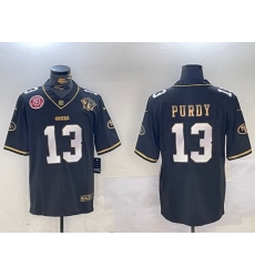 Men San Francisco 49ers 13 Brock Purdy Black Patch Vapor Limited Stitched Football Jersey 2 Men San Francisco 49ers 13 Brock Purdy Black Patch Vapor Limited Stitched Football Jersey 2