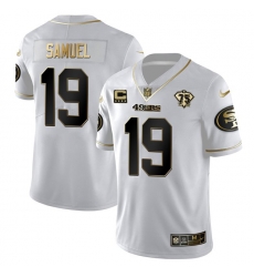 Men San Francisco 49ers 19 Deebo Samuel White Gold 75th Anniversary With C Patch Stitched Jersey Men San Francisco 49ers 19 Deebo Samuel White Gold 75th Anniversary With C Patch Stitched Jersey