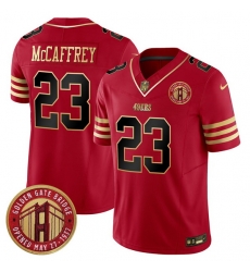 Men San Francisco 49ers 23 Christian McCaffrey Red F U S E Golden Gate Bridge Patch Balck Scarlet Vapor Limited Stitched Football Jersey Men San Francisco 49ers 23 Christian McCaffrey Red F U S E Golden Gate Bridge Patch Balck Scarlet Vapor Limited Stitched Football Jersey