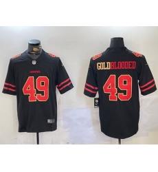 Men San Francisco 49ers 49 GoldBlooded Black Stitched Jersey 5