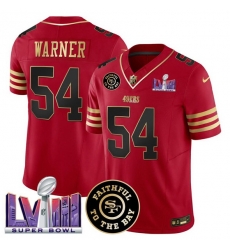 Men San Francisco 49ers 54 Fred warner Red 2025 F U S E  Faithful  26 Super Bowl LVIII Patch Vapor Limited Stitched Football Jersey