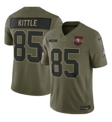 Men San Francisco 49ers 85 George kittle Olive 2025 Salute to Service Limited Stitched Football Jersey