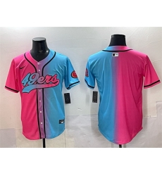 Men San Francisco 49ers Blank Pink Blue Limited Stitched Baseball Jersey
