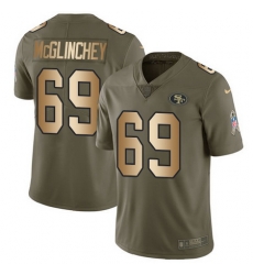 Nike 49ers #69 Mike McGlinchey Olive Gold Mens Stitched NFL Limited 2017 Salute To Service Jersey