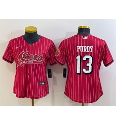 Women San Francisco 49ers 13 Brock Purdy New Red With Patch Cool Base Stitched Baseball JerseyS Women San Francisco 49ers 13 Brock Purdy New Red With Patch Cool Base Stitched Baseball JerseyS