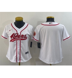 Women San Francisco 49ers Blank White With Patch Cool Base Stitched Baseball Jersey Women San Francisco 49ers Blank White With Patch Cool Base Stitched Baseball Jersey