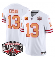 Men Tampa Bay Buccaneers 13 Mike Evans White F U S E 2024 NFC South Champions With 4 Star C Patch Limited Stitched Jersey Men Tampa Bay Buccaneers 13 Mike Evans White F U S E 2024 NFC South Champions With 4 Star C Patch Limited Stitched Jersey