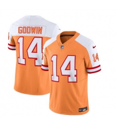 Men Tampa Bay Buccaneers 14 Chris Godwin 2023 F U S E White Gold With 4 Star C Patch Throwback Limited Stitched Jersey Men Tampa Bay Buccaneers 14 Chris Godwin 2023 F U S E White Gold With 4 Star C Patch Throwback Limited Stitched Jersey