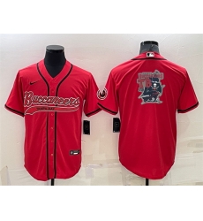Men Tampa Bay Buccaneers Red Team Big Logo With Patch Cool Base Stitched Baseball Jersey Men Tampa Bay Buccaneers Red Team Big Logo With Patch Cool Base Stitched Baseball Jersey