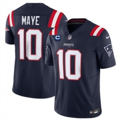 Men New England Patriots 10 Drake Maye Navy 2025 F U S E  With 1 Star C Patch Vapor Limited Stitched Football Jersey