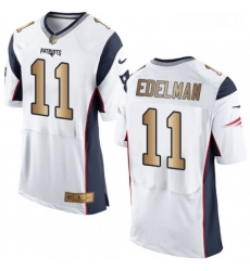 Mens Nike New England Patriots 11 Julian Edelman Elite WhiteGold NFL Jersey Mens Nike New England Patriots 11 Julian Edelman Elite WhiteGold NFL Jersey
